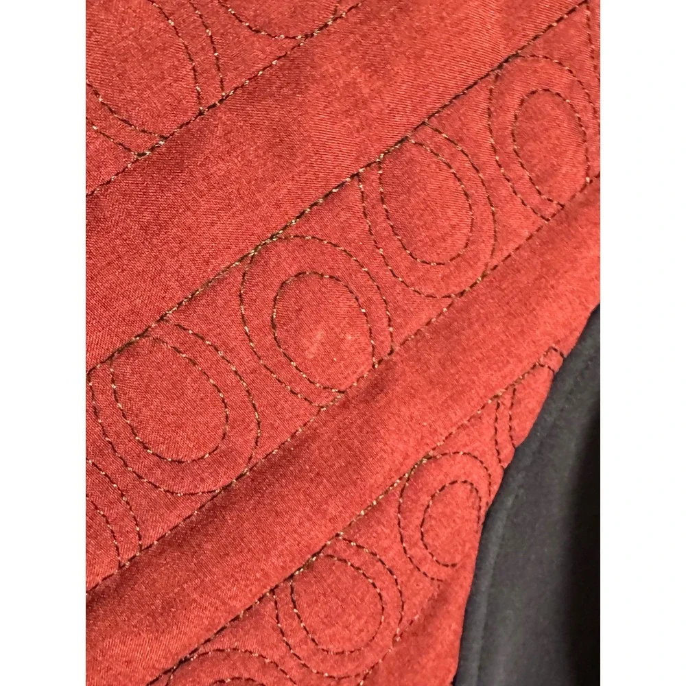 Kerrits‎ Womens Red Black Quilted Horseshoe Equestrian Full Zip Jacket  Large